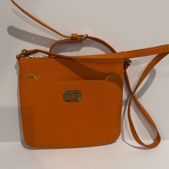 Ralph Lauren Handbags - Ralph Lauren Orange‎ Pebble Leather Crossbody Bag
